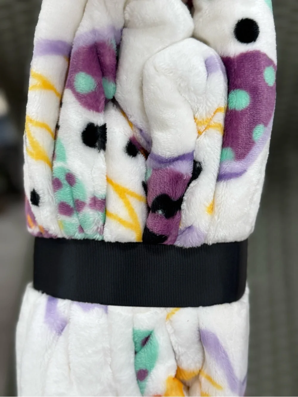 Hello Kitty White Plush Throw with Purple, Orange & Yellow Accents